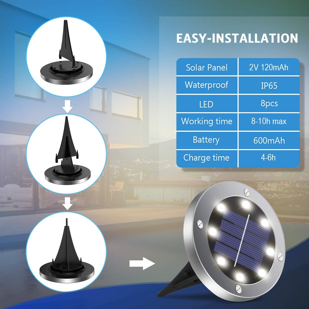 OULONGER 4.6inch Solar Lights Outdoor Waterproof,12Pack Solar Lights for Outside,Solar Garden Lights Landscape Lighting for Patio Pathway Lawn Yard Deck Driveway Walkway(White Light)