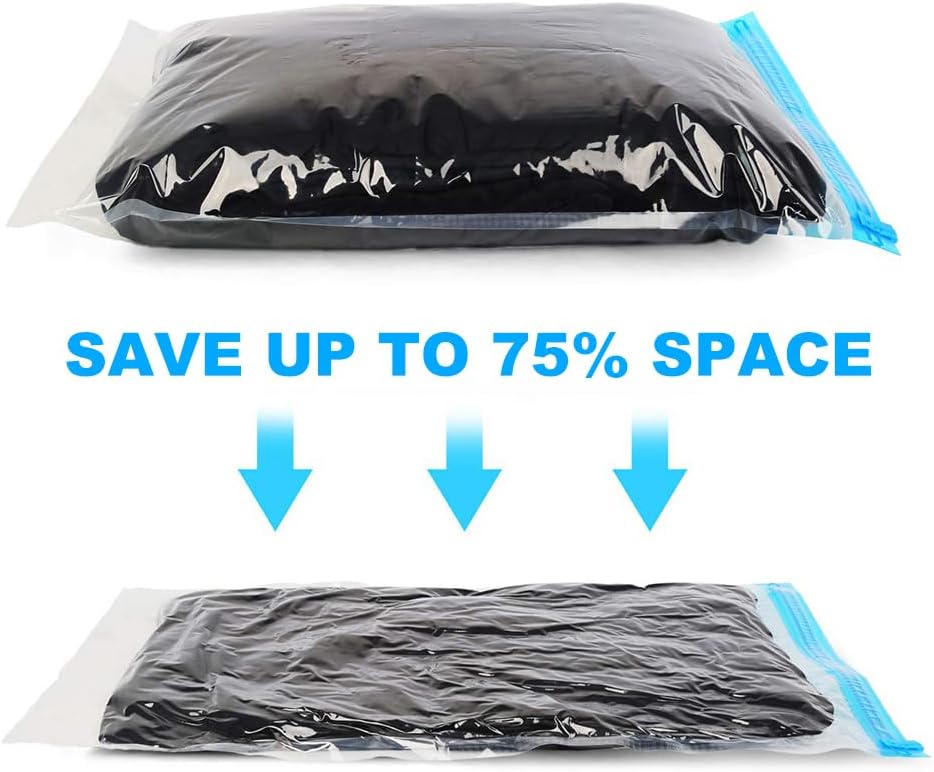 ALMING Compression Bags - Travel Essentials - 12 Pack Space Saver Bags - No Vacuum Pump Or Air Extractor is Needed - Storage Accessorie and Home Packing Organizers (transparent)