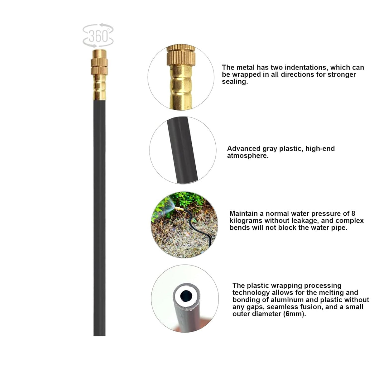 New drip Irrigation kit, Automatic Garden Watering System, Quick Connector and 360-degree Bending Dropper atomizing Copper Nozzle, Garden Plant Lawn Courtyard Watering System. (100FT)