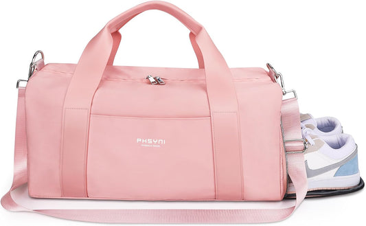 19" Pink Personal Gym Bag for Women,with Shoe Compartment & Wet Pocket