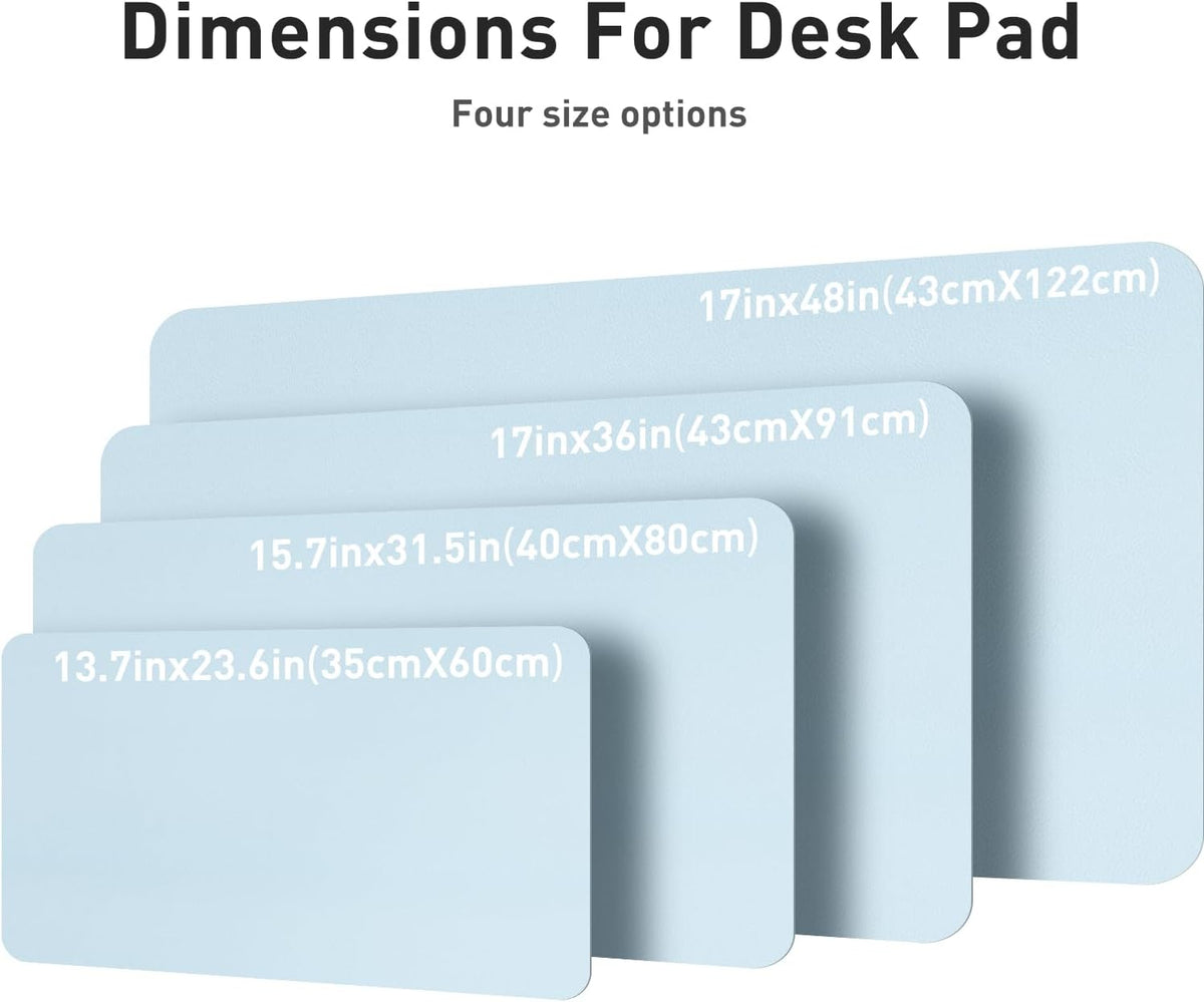 Aothia Leather Desk Pad Protector, Office Desk Mat, Large Mouse Pad, Non-Slip PU Leather Desk Blotter, Laptop Desk Pad, Waterproof Desk Writing Pad for Office and Home (48"x17", Baby Blue)