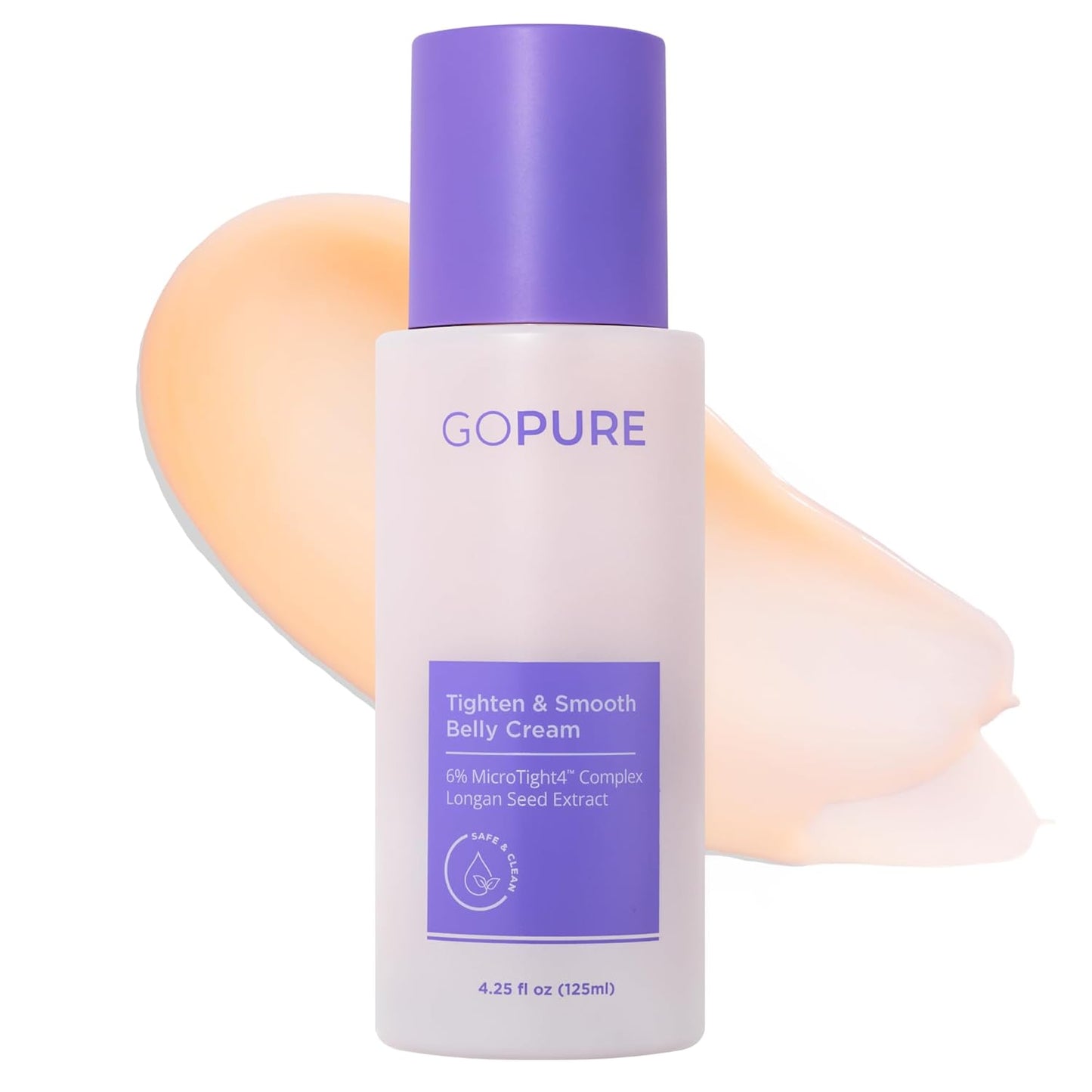 GOPURE Tighten & Smooth Belly Cream - Clinically Tested with MicroTight4 Complex to Reduce the Appearance of Cellulite & Stretch Marks - Quick Absorbing for Smoother, Firmer-Looking Skin, 4.25oz