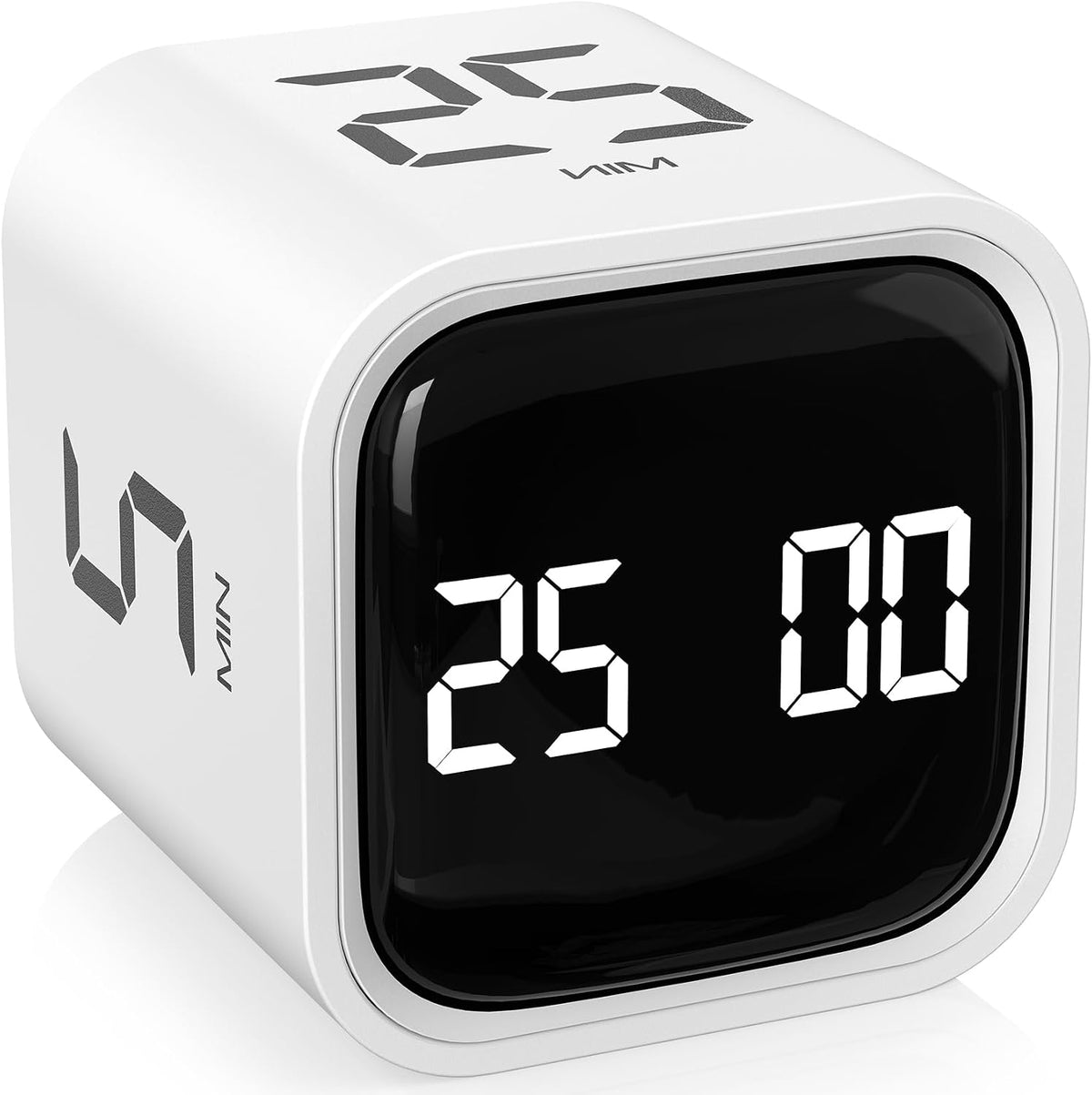 Rotating Productivity Timer 5/25/10/50, Desk Flip Timer for ADHD, White