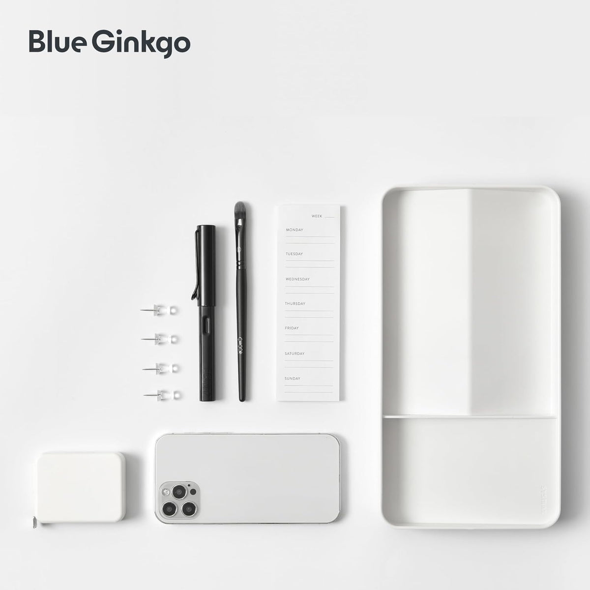 BLUE GINKGO Desk Organizer Tray, White, Made in Korea
