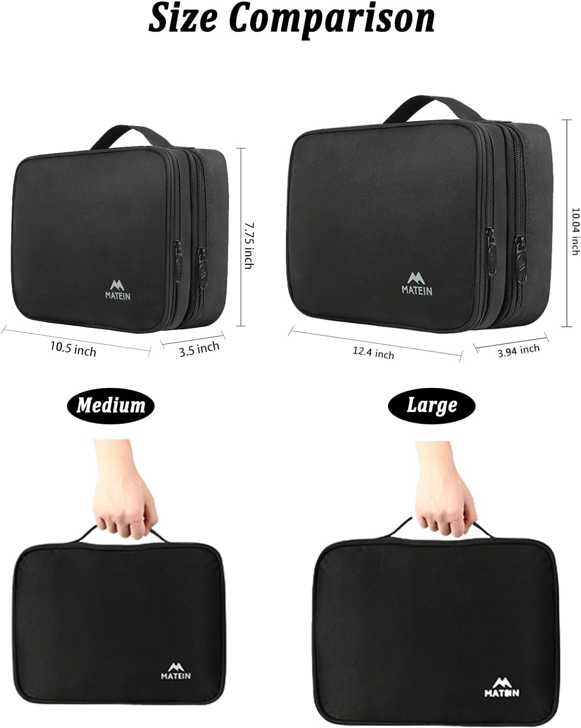 MATEIN Electronics Organizer Travel Case, Water Resistant Cable Organizer Bag for Travel Essentials, Gifts for Men, Storage Bag for Camera Accessories, Phone, Cord & Tablet, Black