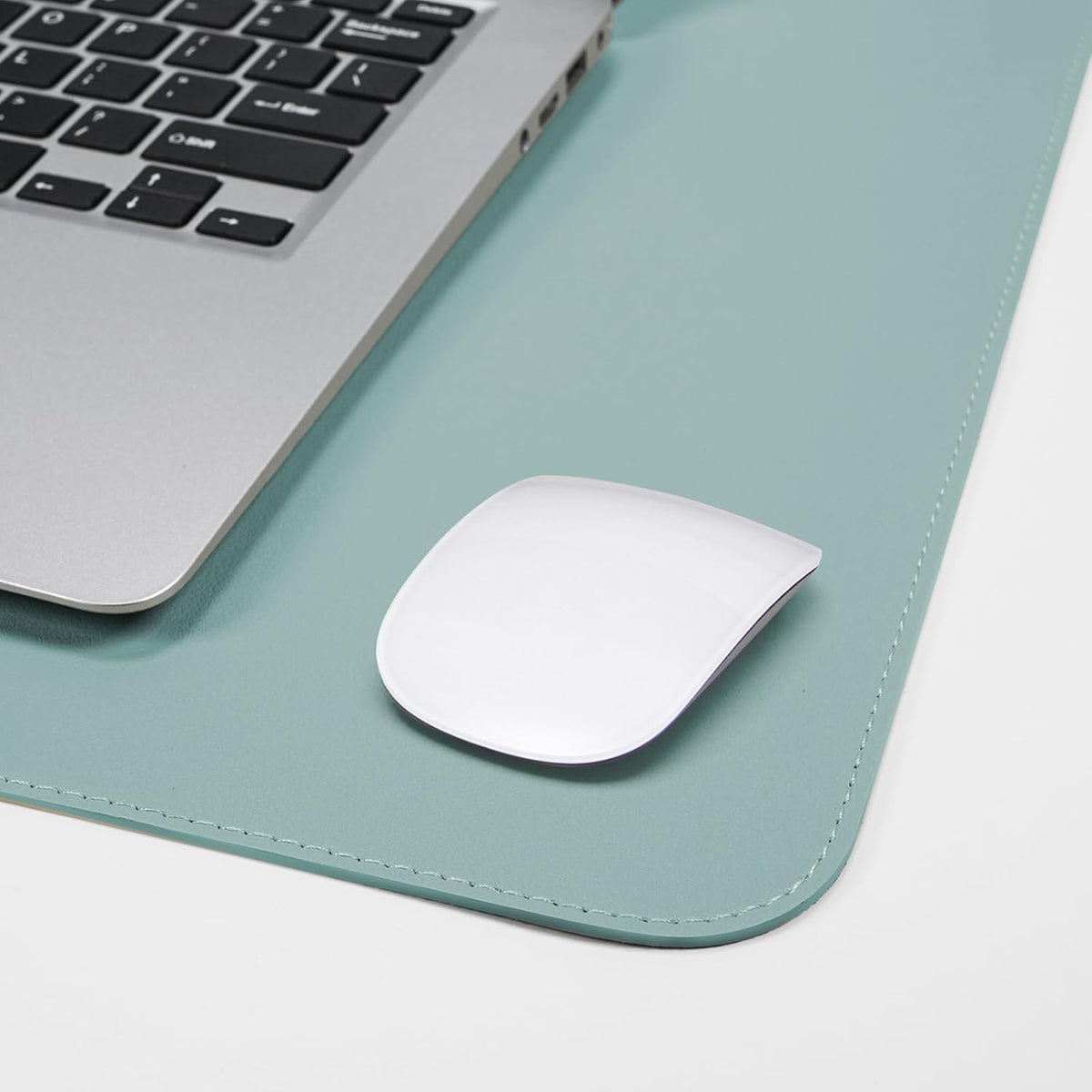 AFIING Cork Desk Mat 47" x 23.6", Dual-Sided Natural Cork & PU Leather Desk Pad, Non-Slip Waterproof Large Mouse Pad for Office, Home & Gaming (Light Blue)