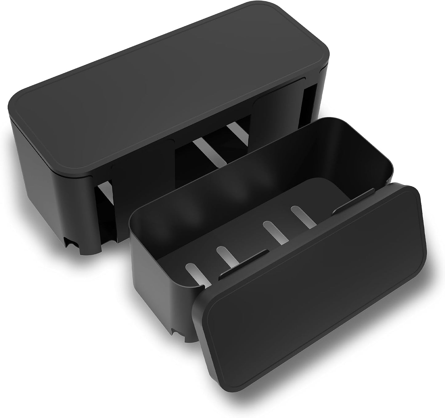 Power Strip Hider Box Cable Management Organizer Set Large & Medium Black | Power strip hider box hides cords and surge protectors safely, keeping cables organized and protecting kids and pets