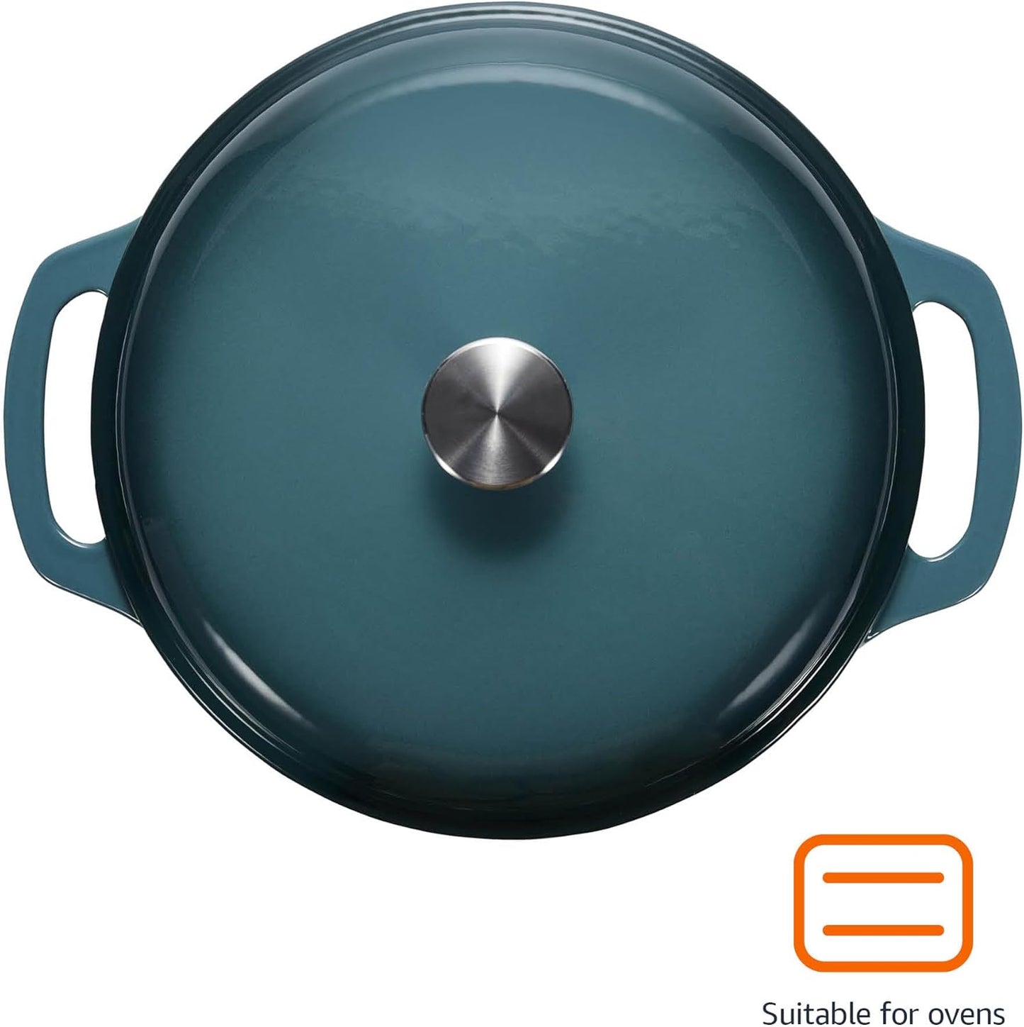 Amazon Basics Enameled Cast Iron Dutch Oven Pot with Lid, Oven Safe, Heavy-Duty, Dual Handles for Braising, Stews, Roasting, Round, 6-Quart, Gray