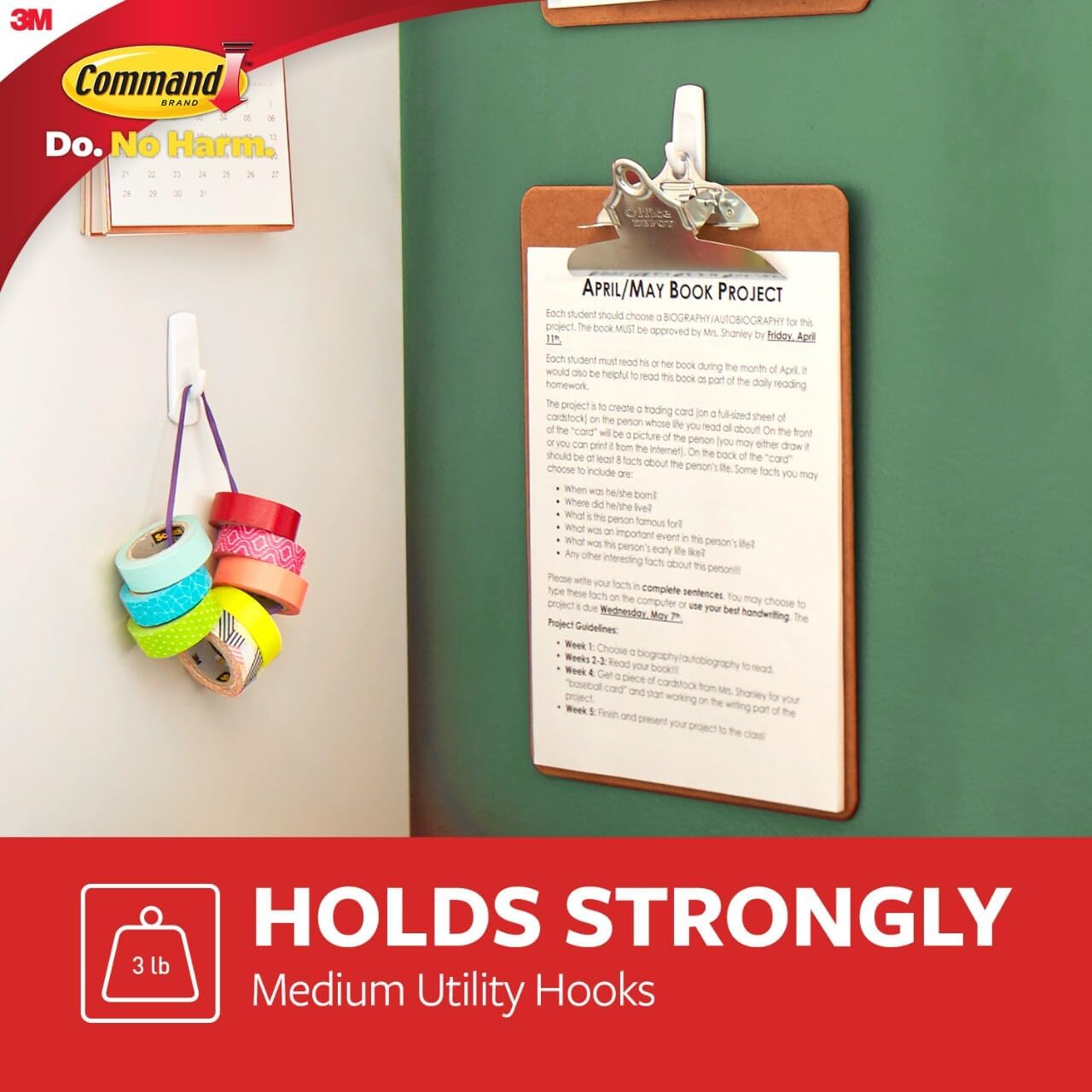 Command Medium Utility Hooks, 20 Hooks and 24 Strips, Damage-Free Hanging Wall Hook with Adhesive Strips, No Tools Great for Hanging, Organization and Storage, Holds up to 3 lb