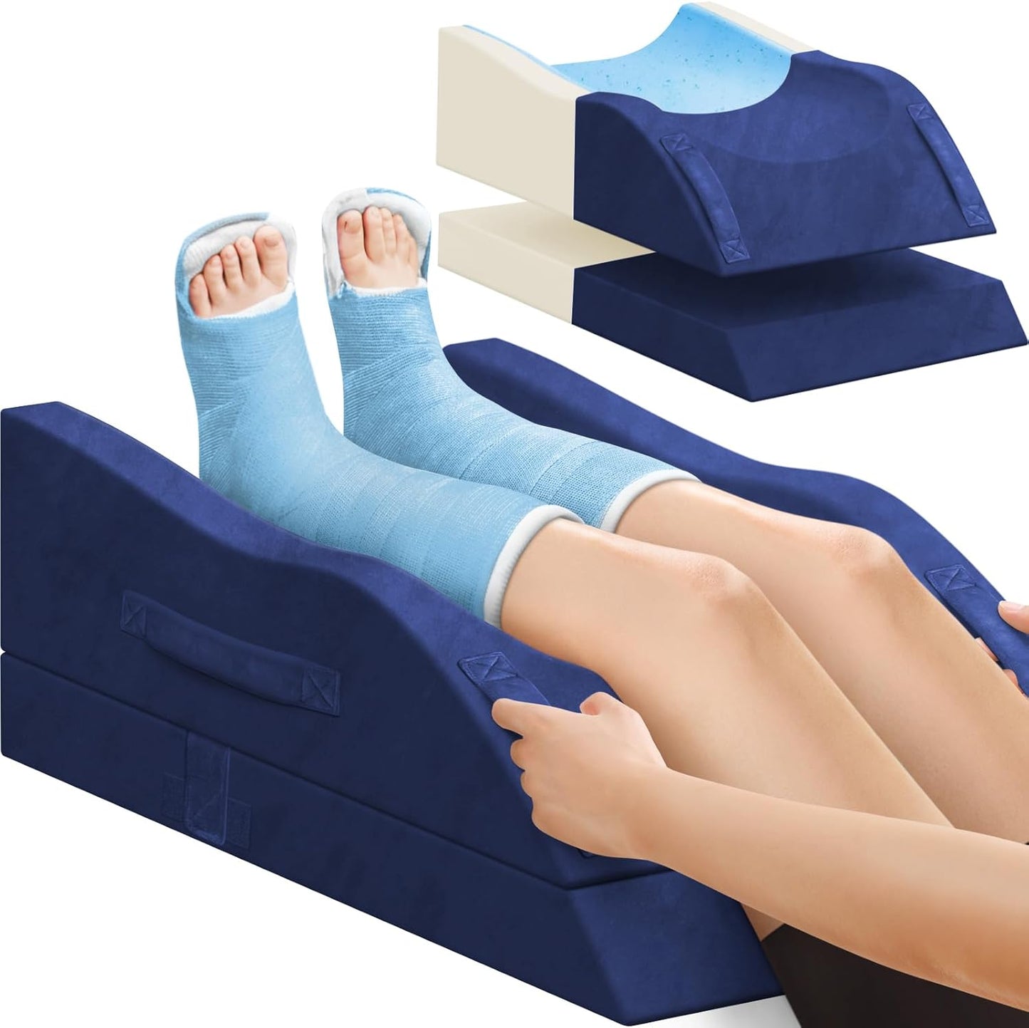 Leg Elevation Pillows, Wedge Pillow for After Surgery, Memory Foam Leg Support Adjustable, Comfort Care for Back Knee Hip Ankles Pain, Knee Pillow for Sleeping Blood Circulation Dark Grey & White