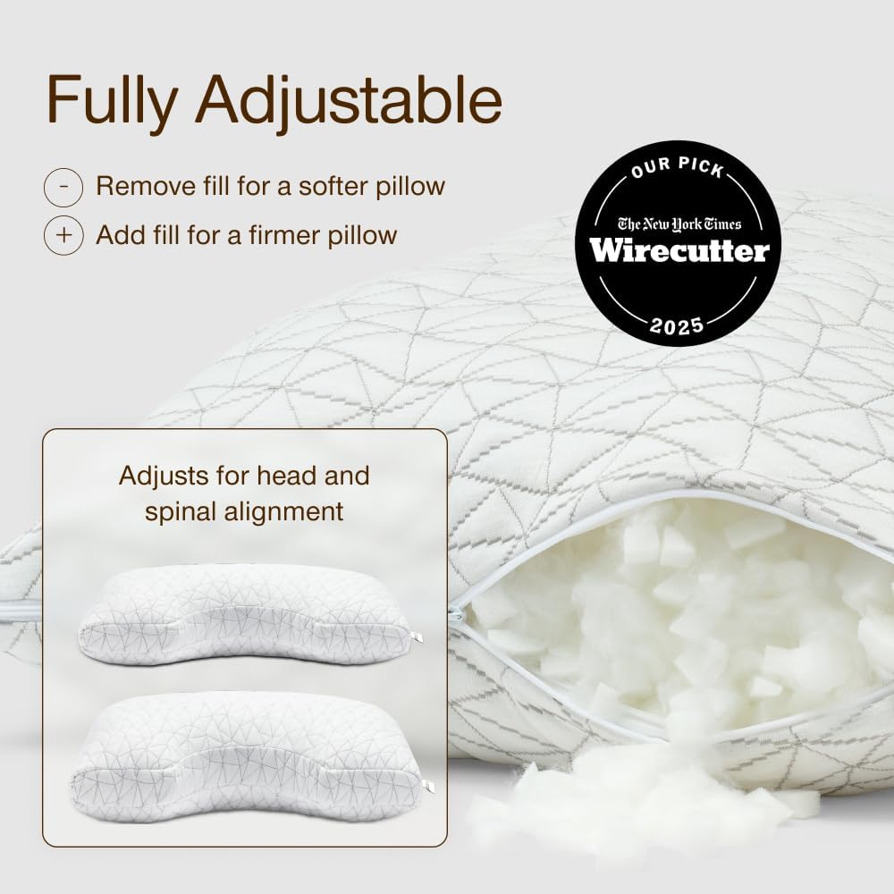 Coop Home Goods Original Cut-Out Adjustable Pillow, Queen Size Bed Pillows for Neck & Head Support, 18 x 28 “ Memory Foam Pillows - Medium Firm for Side Sleeper, CertiPUR-US/GREENGUARD Gold