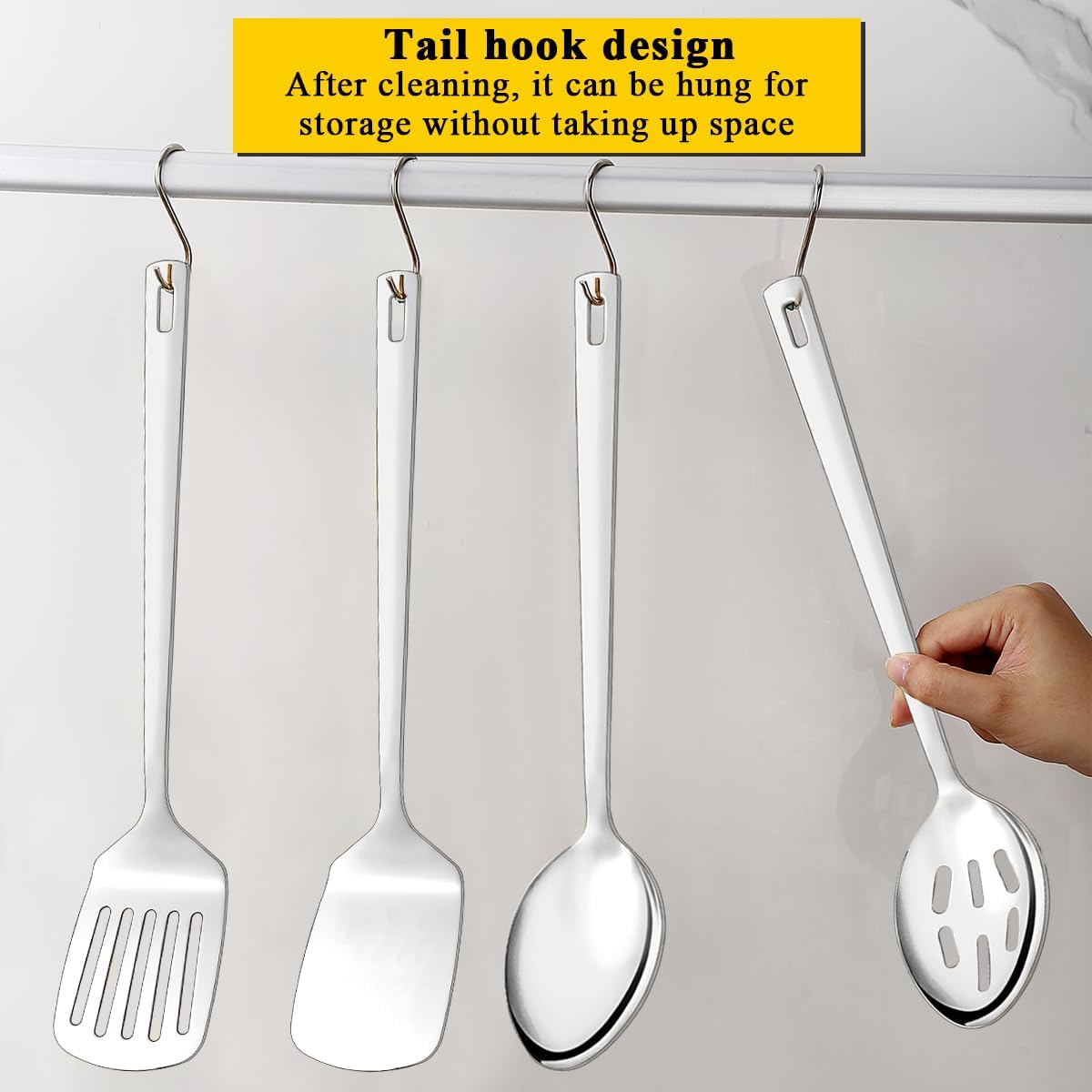 Homquen Stainless Steel Kitchen Utensils Set 4pcs, Cooking Utensils Set, Kitchen Tools Spatulas Set, Cooking Spoons, Home Essentials Kitchen Gadgets Accessories