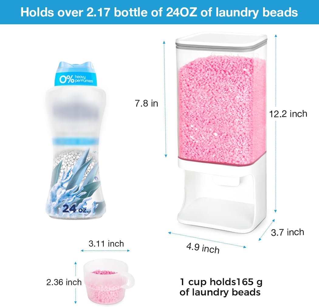 Conworld Laundry Detergent Dispenser, Wall Mounted Laundry Beads Dispenser for Scent Booster Beads, Stain Remover Powder, Bath Salts, Rice, Beans Grain and Dry Food, Laundry Scent Booster Container