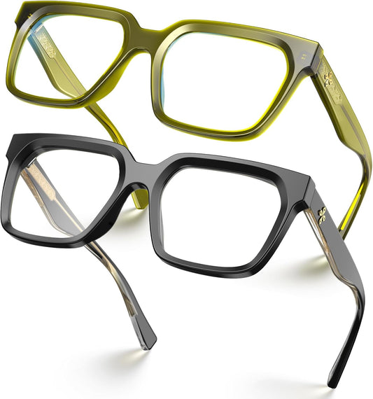 VISOONE Chunky Rectangle Oversized Blue Light Blocking Computer Glasses