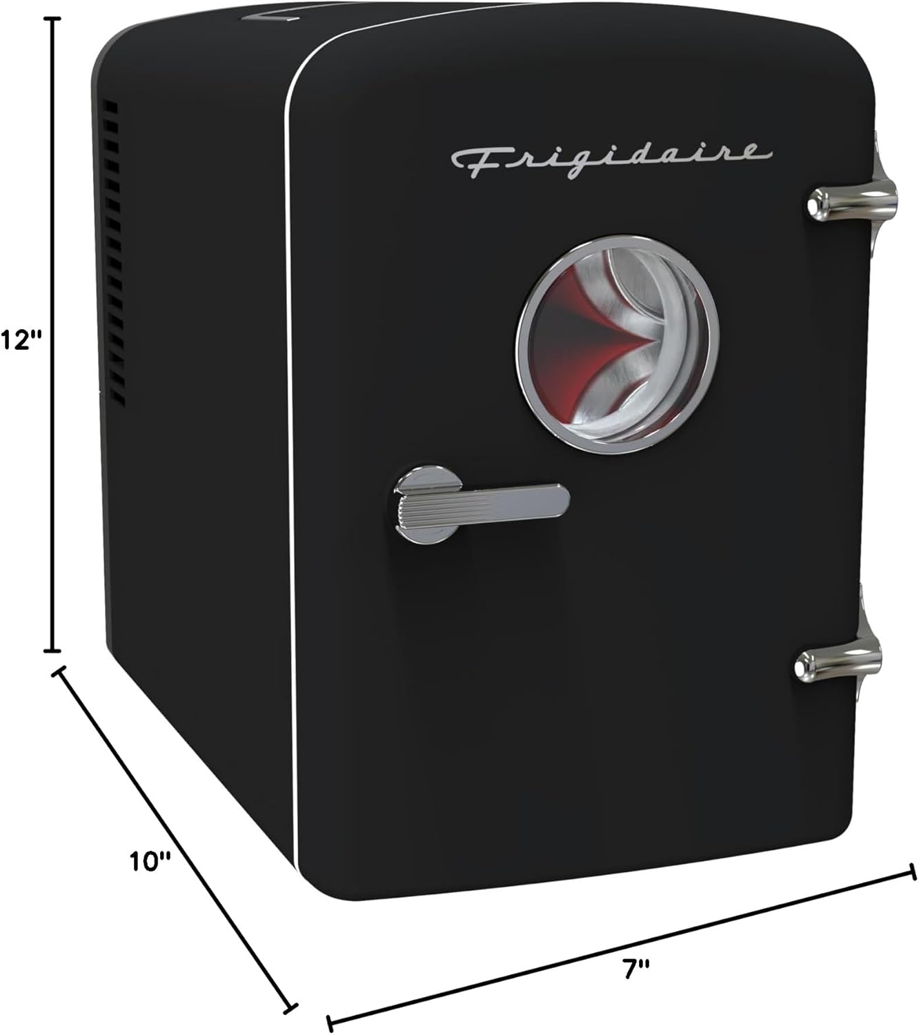 Frigidaire Retro 9-Can Mini Personal Fridge Portable Cooler, 11.8" D x 7.1" W x 10.1" H, Black
