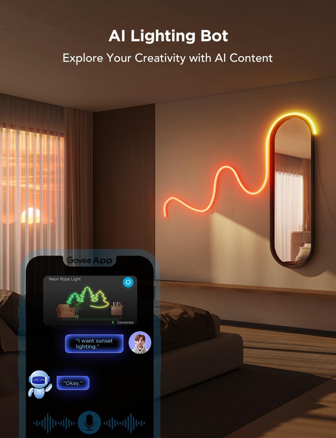 Govee RGBIC Neon Lights 32.8ft Works with Matter, Alexa, Google Assistant