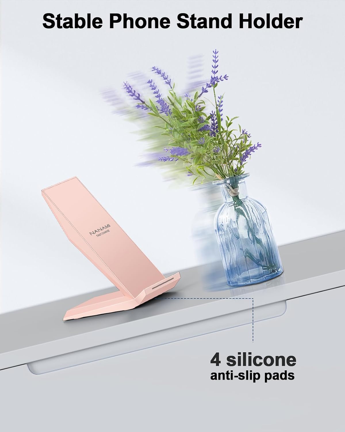 NANAMI Wireless Charger - Wireless Charging Stand Compatible with iPhone 17/17 Air/16/15/14/13/12/11 Pro, 10W Phone Charger Dock Desktop Charging for Samsung Galaxy S26/S26+/S25/S24/S23/S22/S21/S20