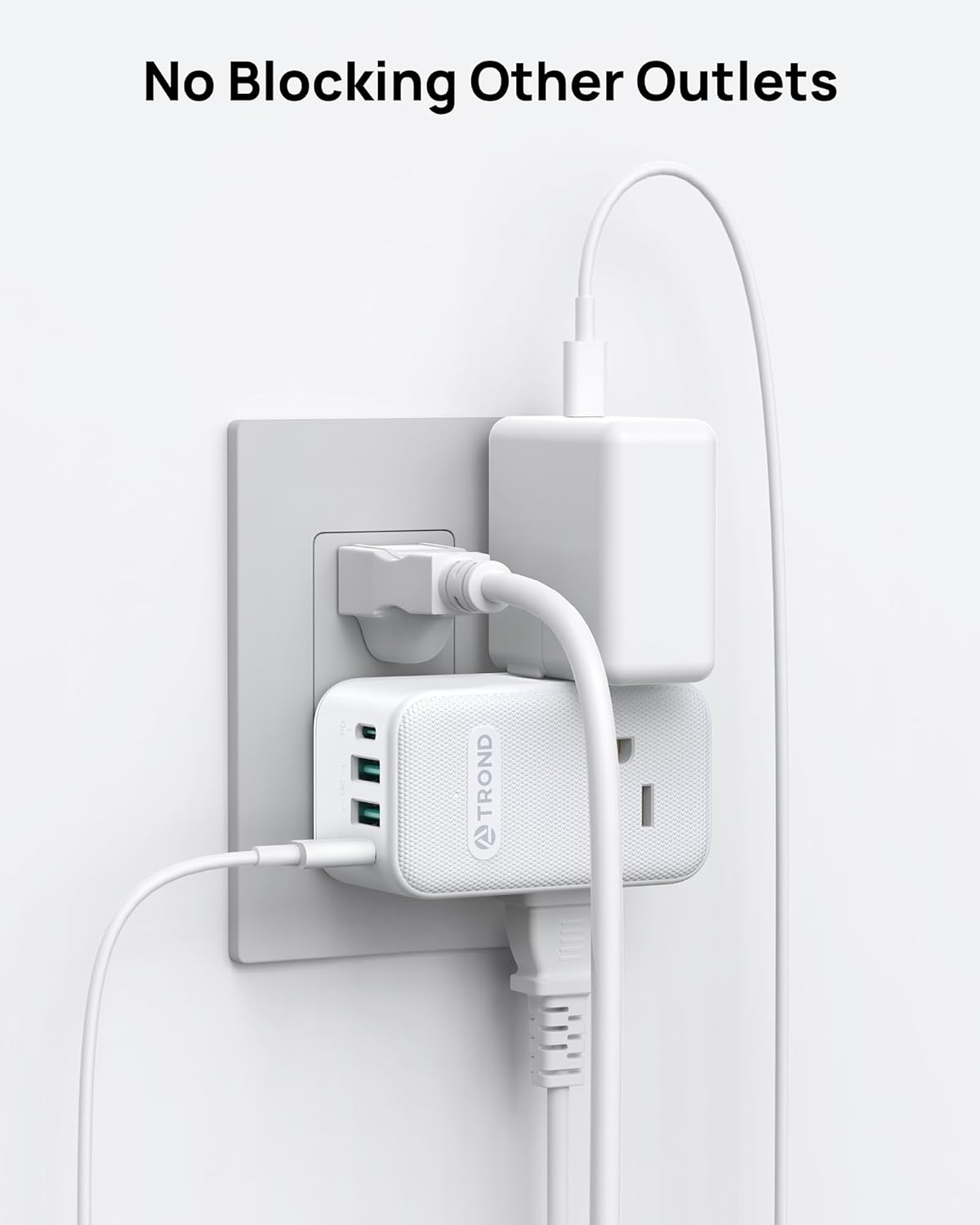 TROND Outlet Extender with 2 PD 20W USB C Charger, 3 AC Multi Plug Outlet Splitter with 360 Rotating Plug, USB Wall Socket Adapter, A Small Charging Station for Kitchen Bathroom Cruise Essentials