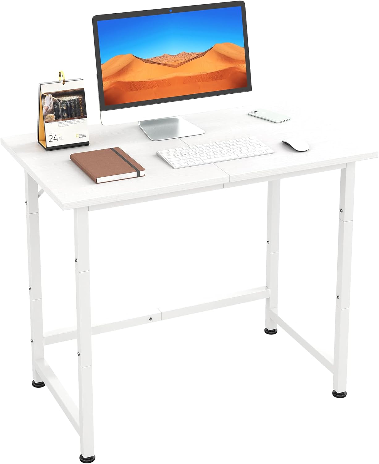 COTUBLR Small Desk, 24 Inch Small Computer Desk for Spaces, Compact Tiny Mini Simple Desk Table for Bedroom Home Office Writing Work Study Kids Student Teacher, Bonus Mousepad, White