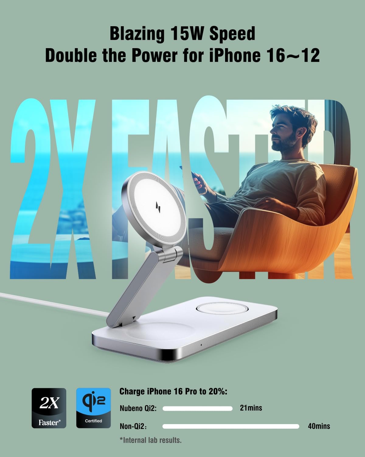 3-in-1 Foldable Wireless Charging Station,15W Qi2-Certified Wireless Charger for Magsafe iPhones,3 in 1 Magnetic Charger Stand for iPhone 16/15/14/13/12, Apple Watch & AirPods.(Wht)