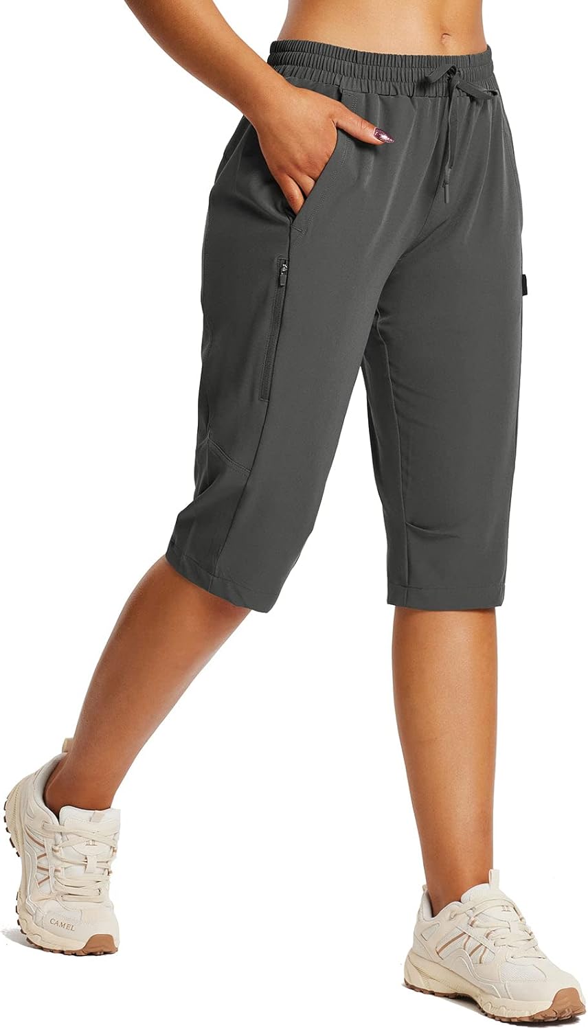 baleaf 15"/17" Hiking Shorts for Women Bermuda Long Shorts with Zipper Pockets Quick Dry, Lightweight for Travel Outdoor