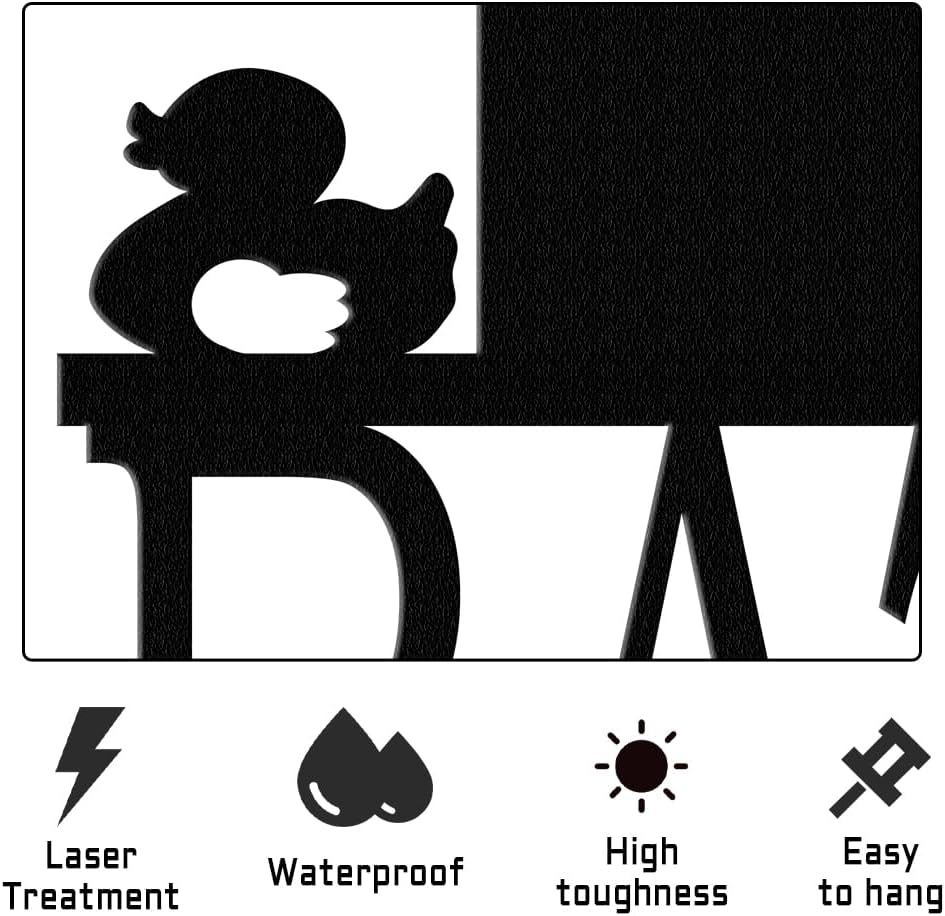 XORT Metal Bathroom Wall Decor, Farmhouse Metal Bathroom Wall Art, Funny Bathroom Sign for Modern Home Hanging Decorations. (Black - 12 x 14 inch)