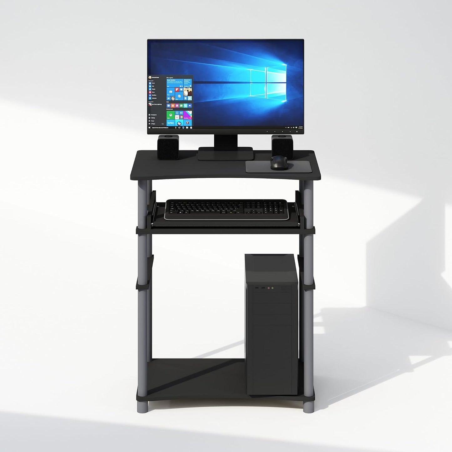 Furinno Home Desk, 23.6" Wide Gaming Desk with Keyboard Tray, Computer Desk, Office Writing Desk for Home Office, Bedroom, Black