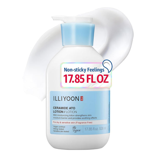 ILLIYOON Ceramide Ato Lotion 528ml(17.85oz) | Daily Moisturizing Lotion for All Skin Types | Deep Moisturizing and Soothing Effect | Korean Skin Care