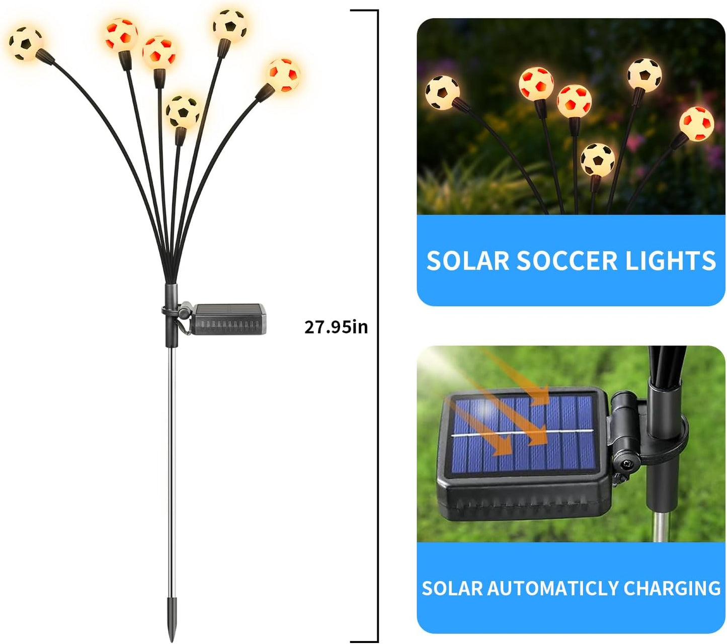 ASMAD Solar Lights Outdoor Waterproof 8 Pack, FIFA World Cup 2026 Outdoor Lights, Soccer Ball Light, World Cup Decorations for Patio Garden Outdoor Decor, Gifts for Women, Gifts for Men