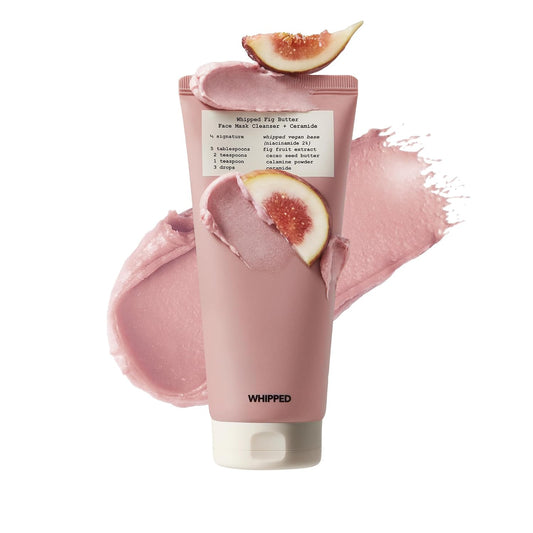Whipped Korean Skincare Face Wash, Doubles as a Face Mask, Fig Butter, Moisturizing Vegan Facial Cleanser for Dry Skin and Barrier Care with Ceramides, Niacinamide, Hyaluronic Acid