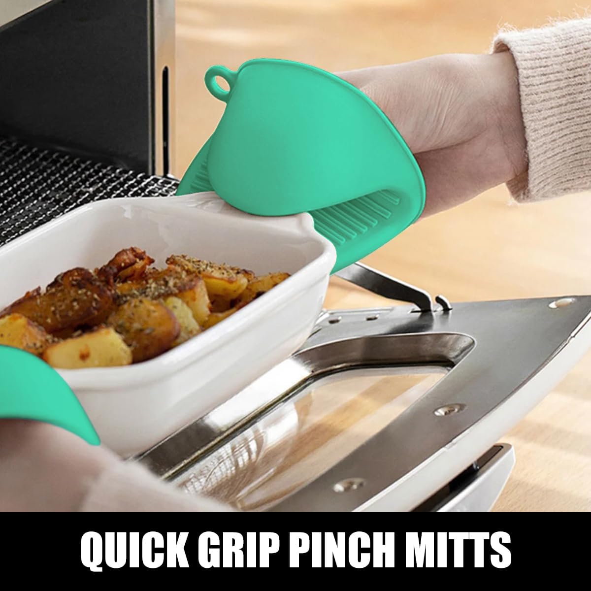 Rorecay 6pcs Oven Mitts and Pot Holders Sets Heat Resistant 500 Degrees, Non-Slip Silicone Hot Pads Potholders for Kitchen Baking Cooking, Extra Long Oven Gloves Quilted Liner, Jungle