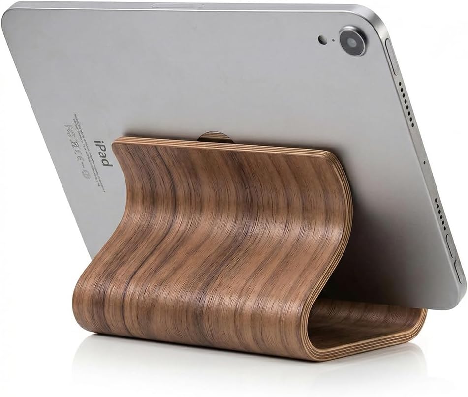 Bamboo Cell Phone Stand Wooden Tablet Stand for Desktop, Wood Holder for iPhone iPad Tablets and All Phones