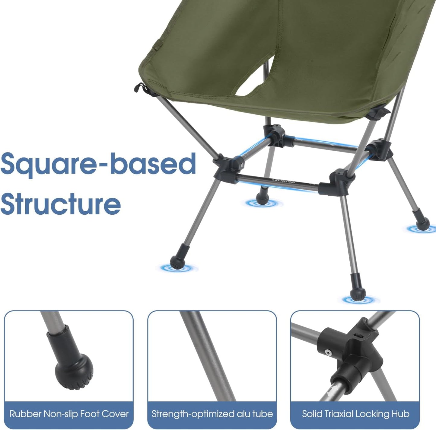 MOON LENCE Portable Camping Chair Plus, Larger & Roomier, Compact and Lightweight Still, Folding Chair for Backpacking & Hiking, 330Lbs Capacity (Moss Green-2pack)