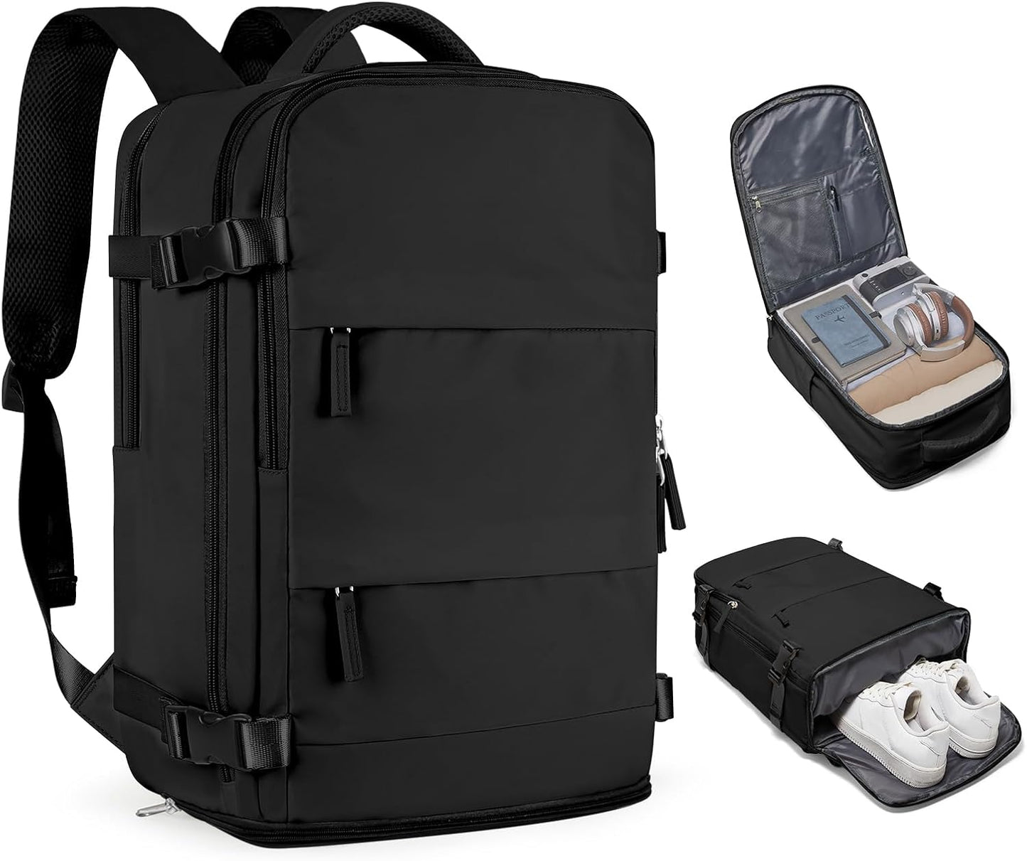 coofay Travel Backpack For Women Men Airline Approved Carry On Backpack Flight Approved Waterproof Sports Luggage Backpack Casual Daypack Small Hiking Backpacks Black Backpacks