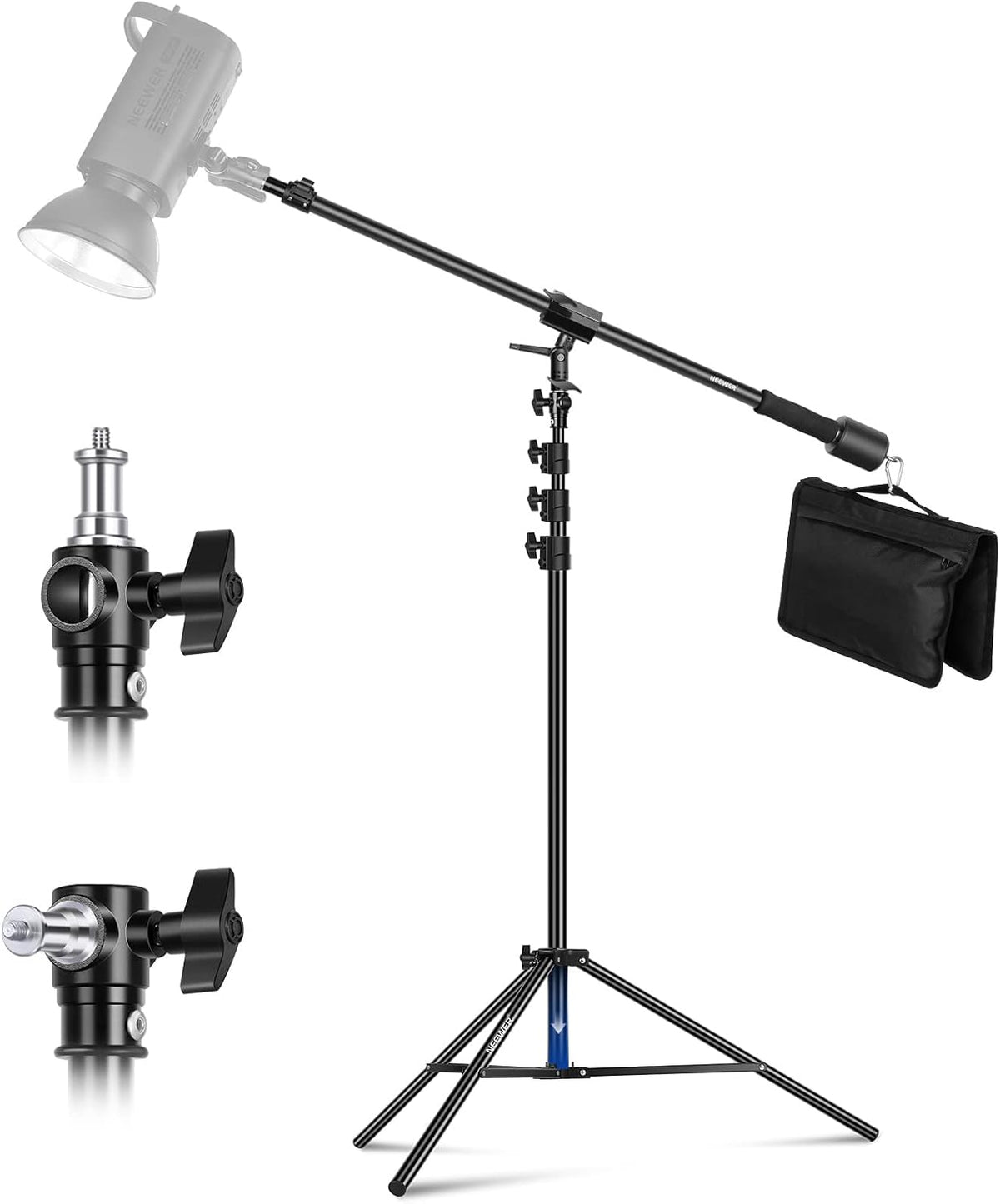 NEEWER Air Cushioned Aluminum Light Stand, 9.8ft/3m Adjustable Photography Stand with Boom Arm, Counterweight, Sandbag, 1/4" Screw for Softbox, Studio Flash, Umbrella, Ring Light, Max Load 5kg