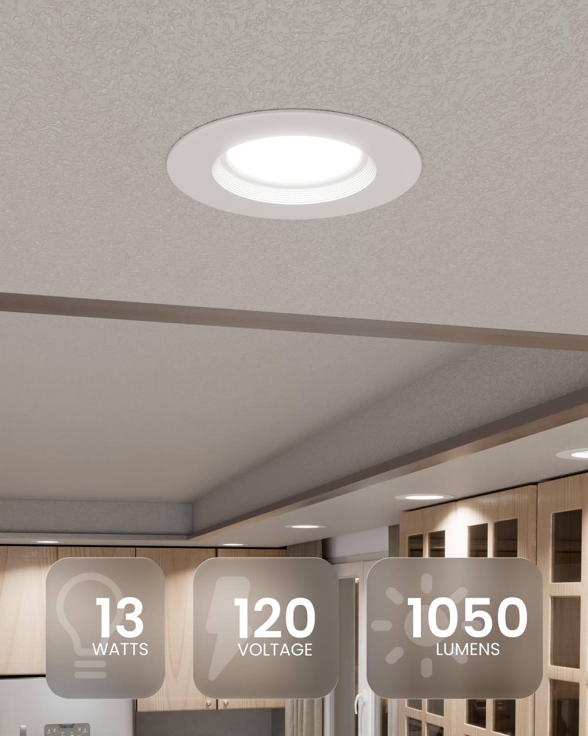 Sunco 24 Pack Retrofit LED Recessed Lighting 6 Inch, Downlight Can Lights for Ceiling, 1050 LM, 2700K/3000K/3500K/4000K/5000K, Dimmable, Baffle Trim, 13W=75W, 50000 Lifetime Hours, Damp Rated UL