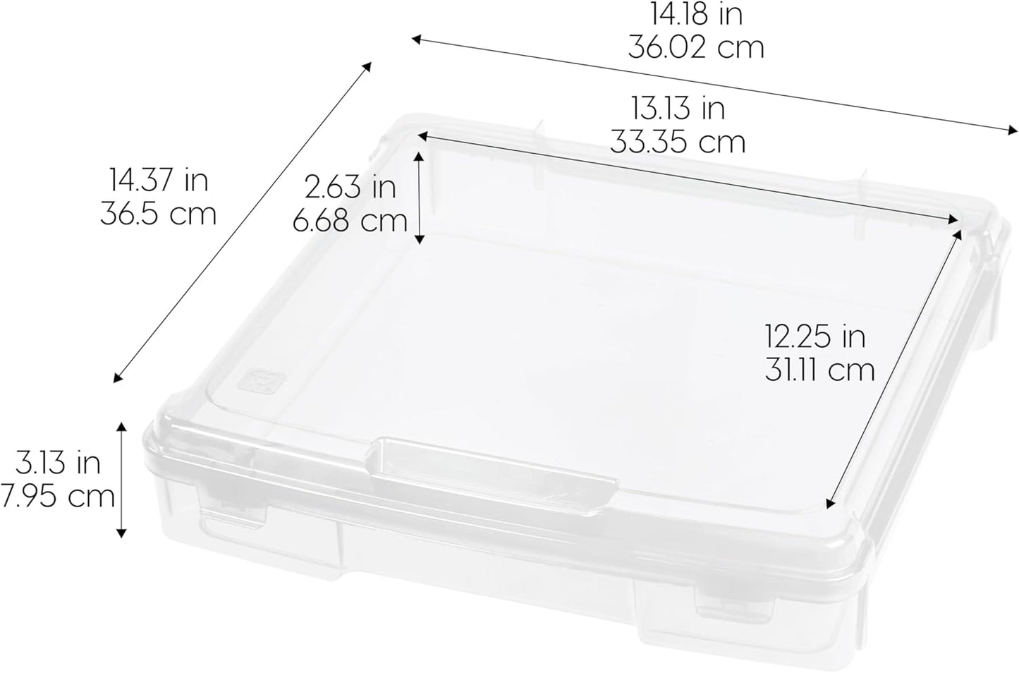 IRIS USA Fits 12" x 12" Paper, 6-Pack Thick Portable Plastic Scrapbook Paper Storage Cases Organizers with Built-in Handle for Art Craft Supplies Yarn File Documents Toys, Rounded Corner - Clear