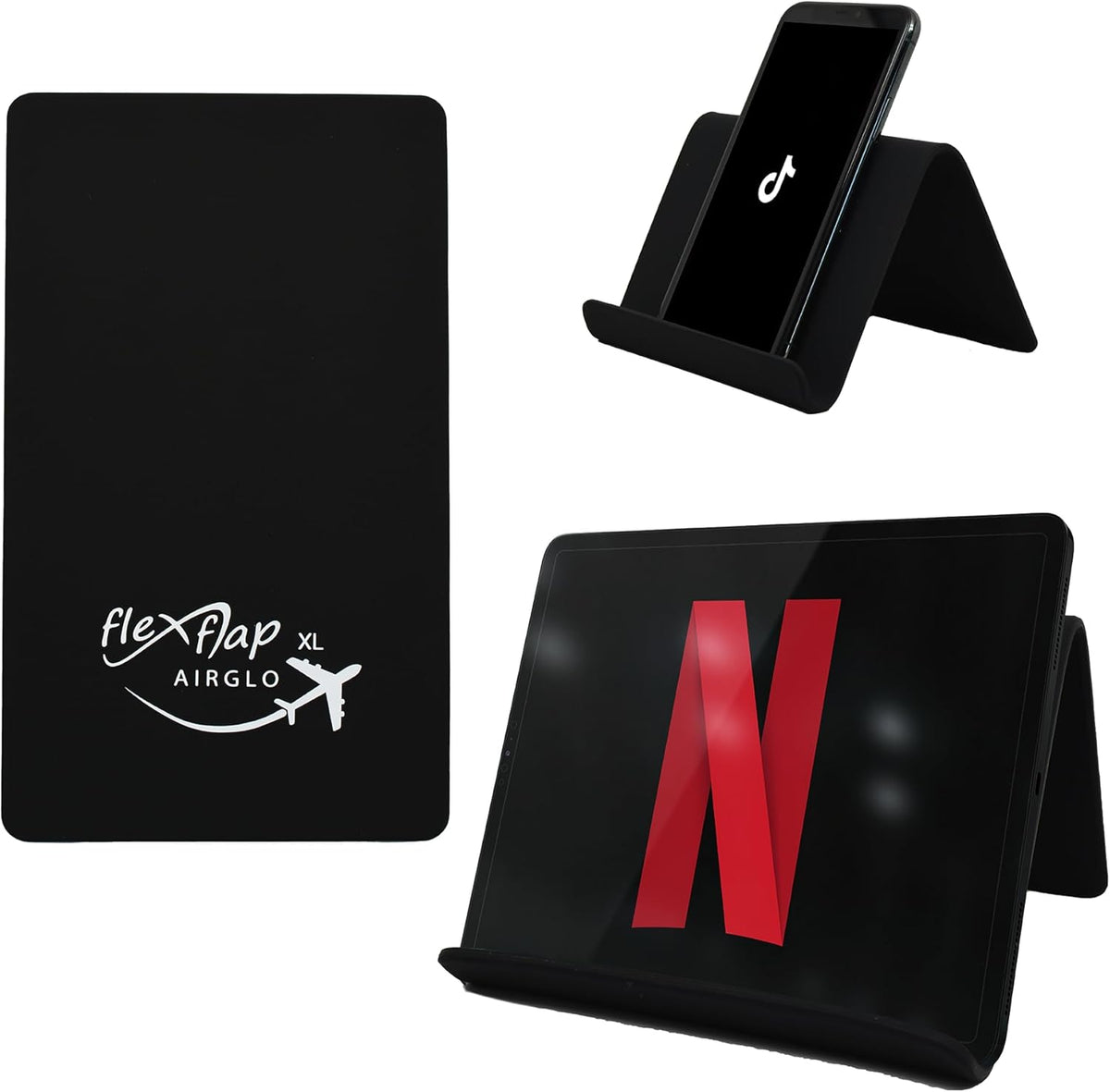 Flex Flap Cell Phone Holder & Flexible Tablet Stand for Desk, Bed, Treadmill, Home & Airplane Travel - XL