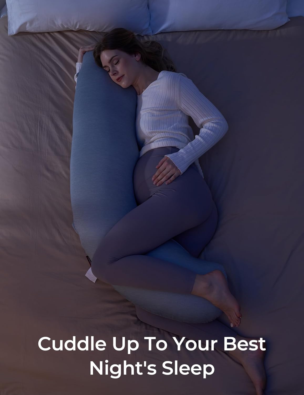 Momcozy J-Shaped Pregnancy Pillow for Sleeping with Cooling Cover, Side Sleeper Support for Belly, Hip & Leg, Deep Grey
