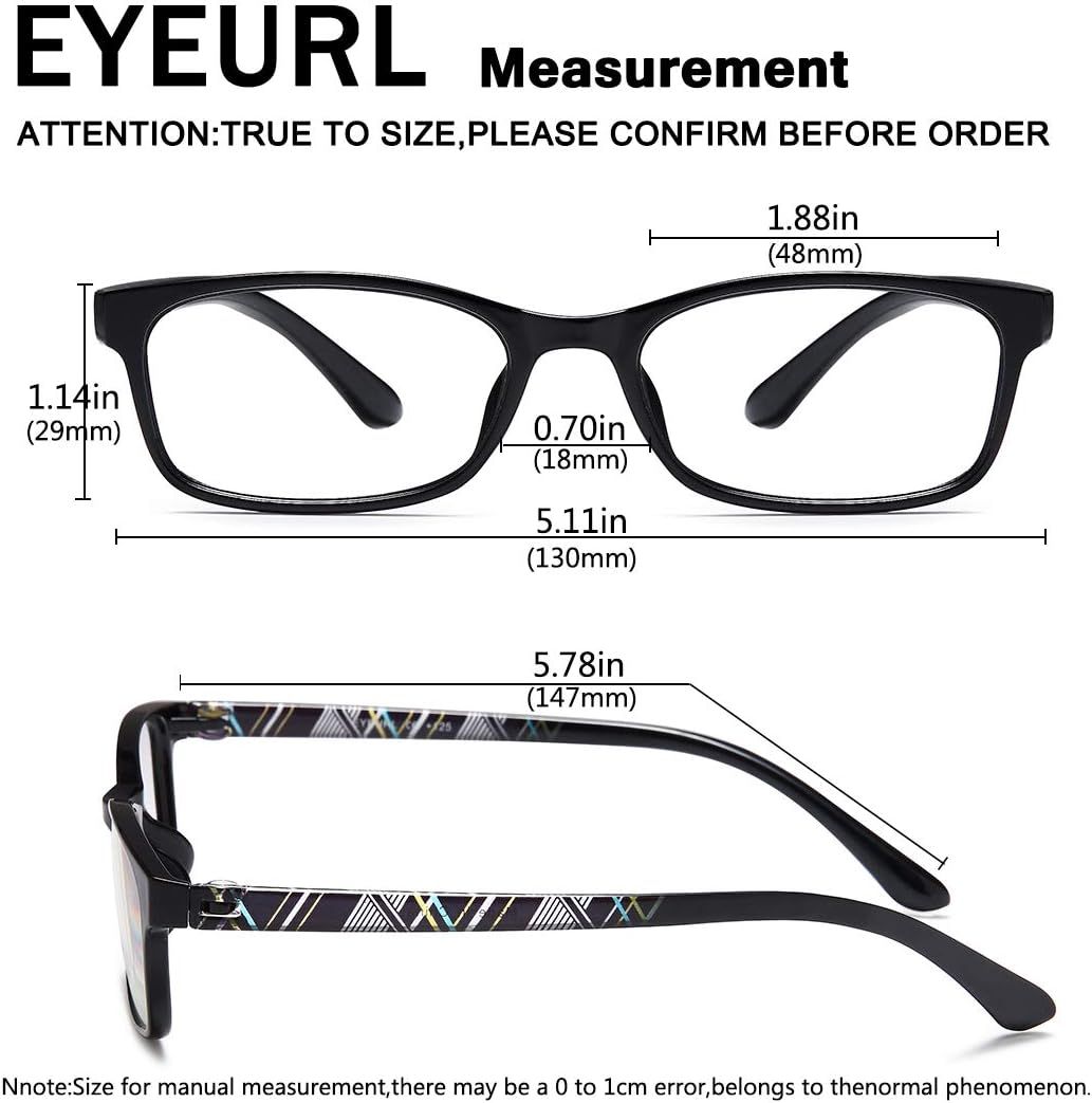 EYEURL Reading Glasses for Men Women Blue Light Blocking Readers 2.00