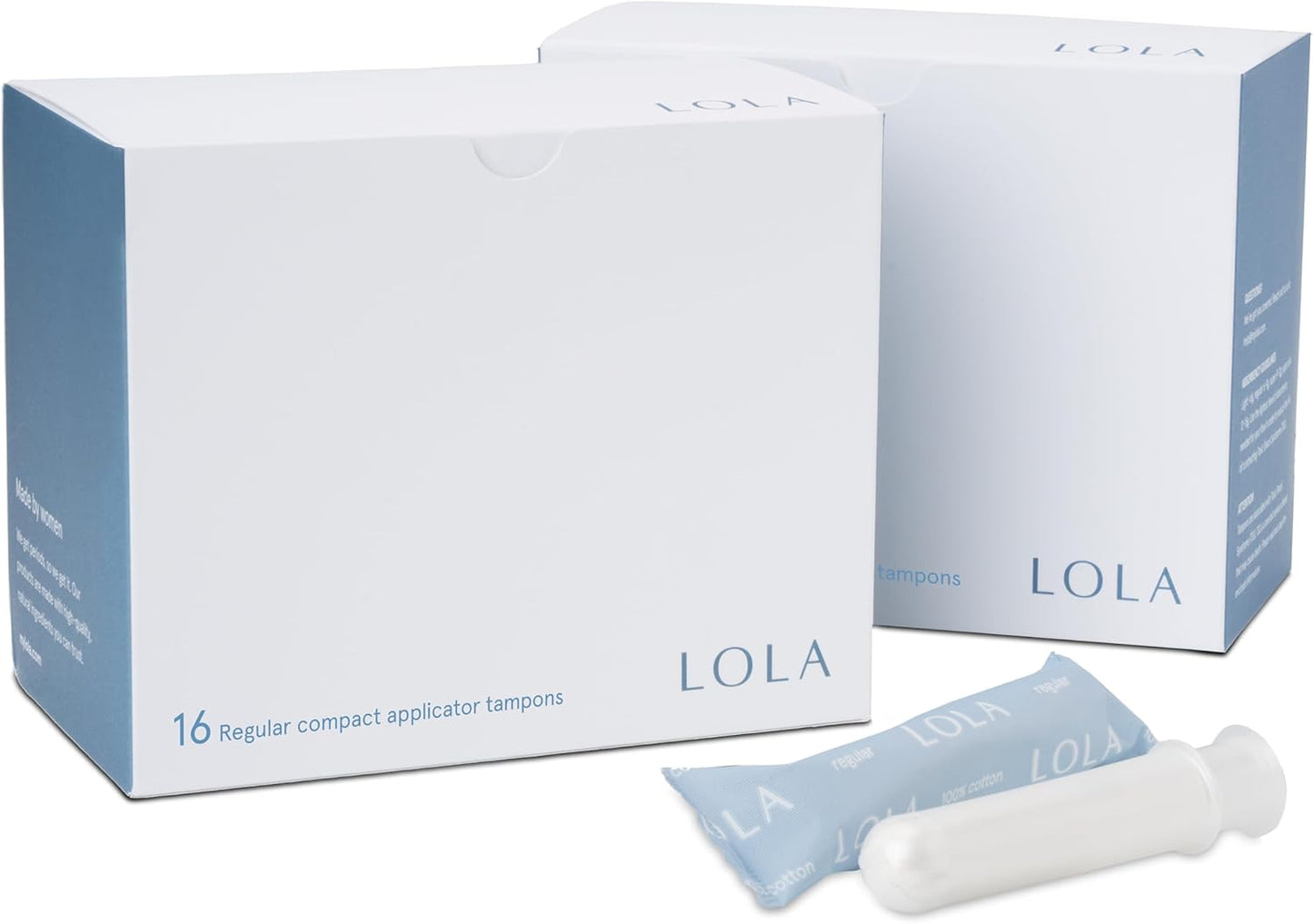LOLA Organic Tampons - Regular Absorbency, 32 Count - Bulk Tampons for Women with BPA-Free Plastic Applicator & Hypoallergenic, Toxin-Free Feminine Hygiene Product