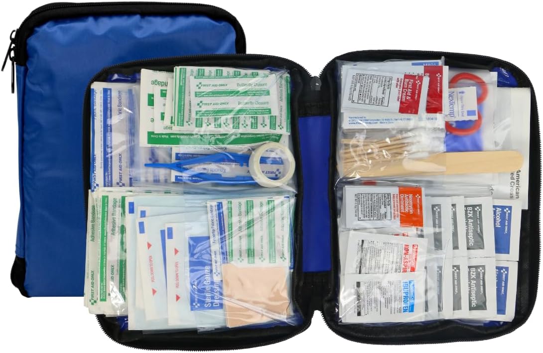 First Aid Only 298 Piece All-Purpose Emergency First Aid Kit for Home, Office, Car, Apartment, Dorm, and Camping, Travel-Friendly Compact Pouch Fits in Backpacks, Suitcases, Cabinets, and Drawers