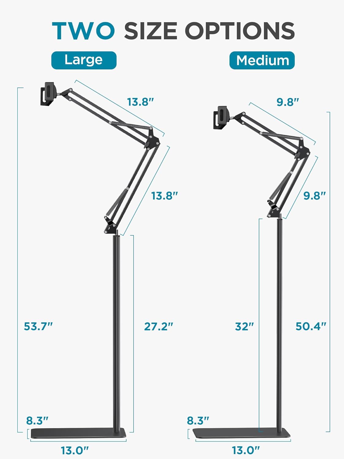 InnoGear Tablet Floor Stand, Overhead Bed Phone Stand Adjustable Holder Universal Floor Stand Compatible with iPhone iPad Pro Air Mini, Samsung Tab, Kindle, E-Readers (Large)