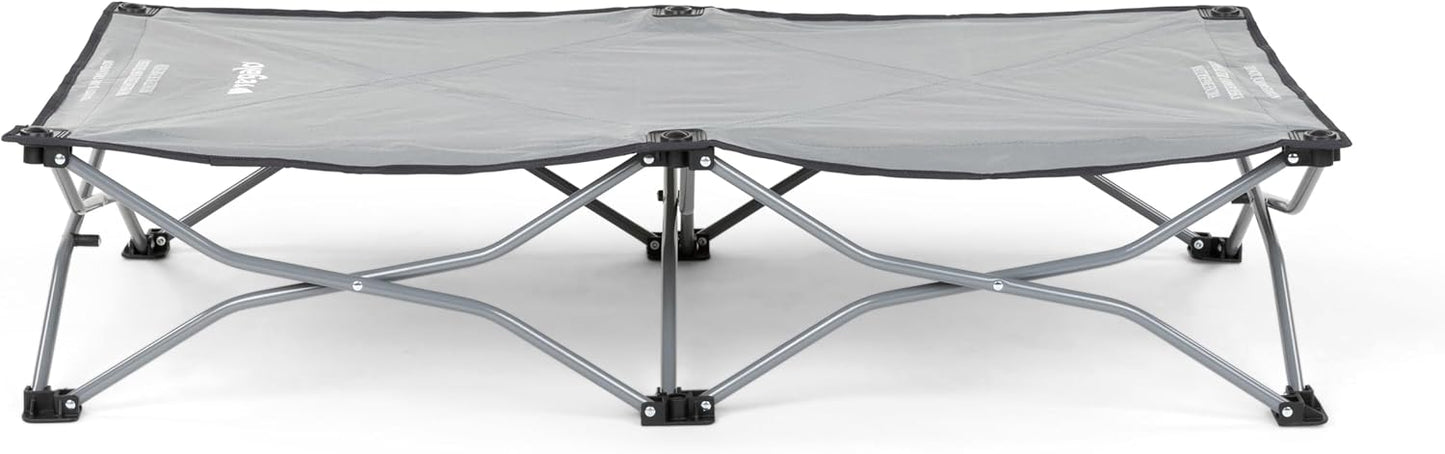 Regalo My Cot® Portable Toddler Bed, Foldable Kids Travel Bed & Camping Cot, Lightweight Sleeping Cot for Toddlers, Indoor/Outdoor, 46.5” x 24” x 9.5”, Gray