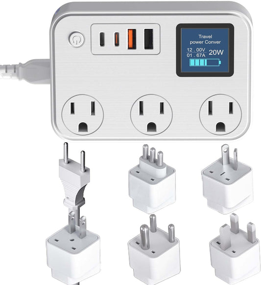 300W Conversion Plug,International Travel Converter with 2 USB and 2 USB-C Ports, lowering 220V to 110V for 100V-240V Areas and Different Countries Plugs Using US Electrical Devices
