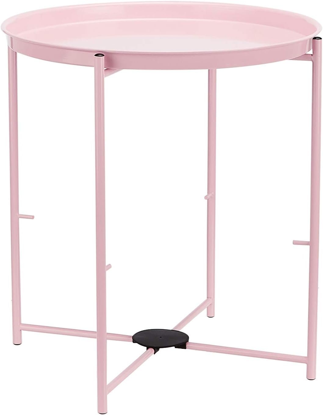 Amazon Basics Round End Table with Storage Bin, Easy Assembly, Bedroom Accent Table, 17.7" D x 17.7" W x 18.9" H, Dusty Pink | Side Table