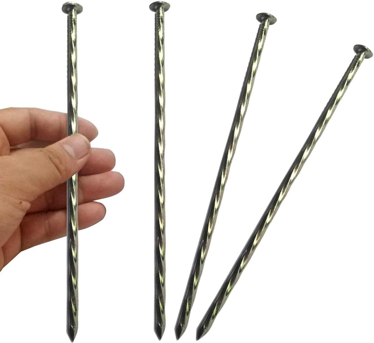 22 Pcs 8 inch Galvanized Spiral Metal Landscape Stakes, Landscape Spikes