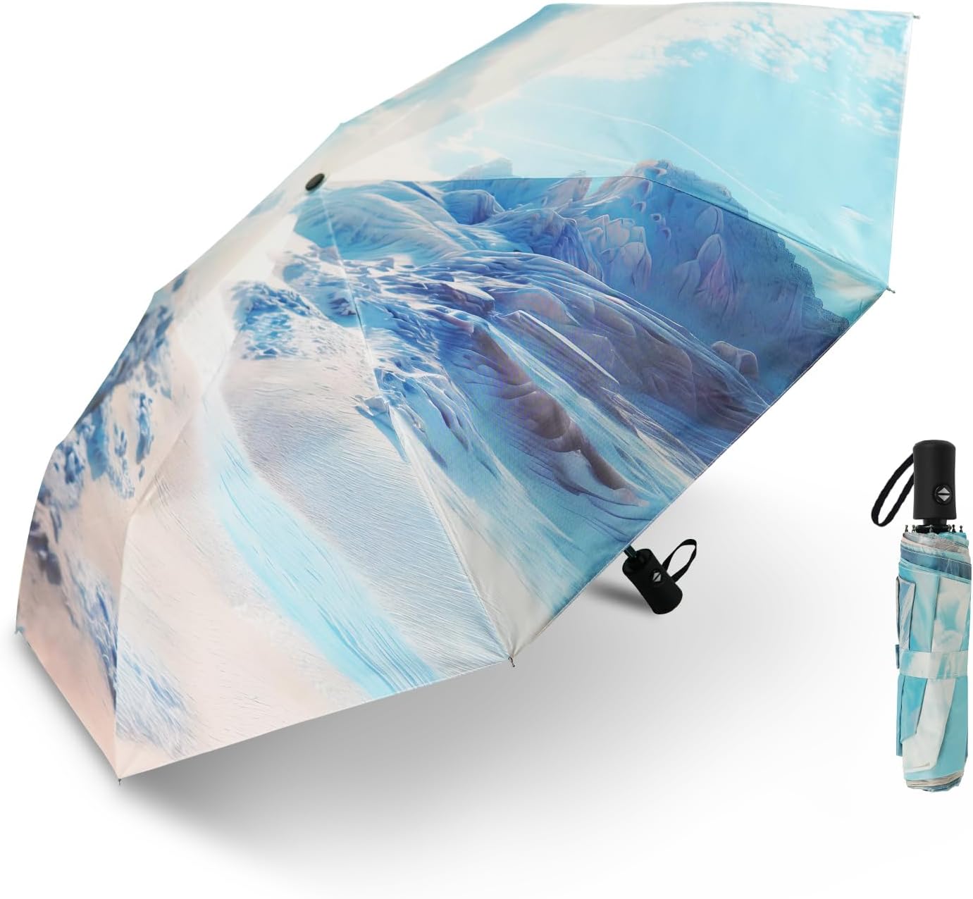 SY COMPACT Travel Umbrella - Windproof Automatic Compact Umbrella for Rain, Lightest 8-Rib, Small, Strong & Portable, Durable Grip, Fits Backpack & Car, Factory Direct (UV Available)