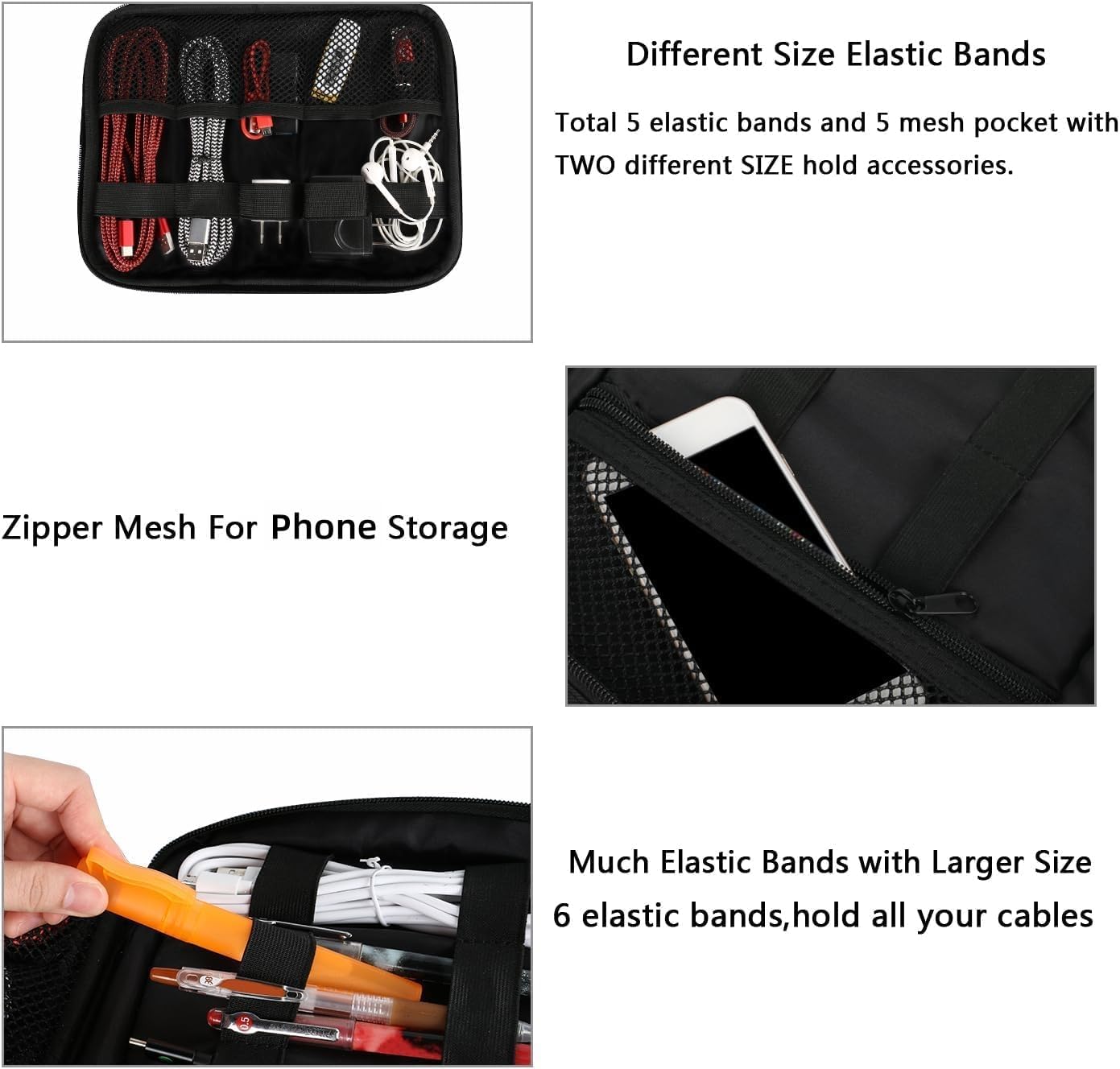 MATEIN Electronics Travel Organizer, Double Layers Charger Organizer with Sturdy Handle for Travel Accessories, Tech gifts for Men and Women, Medium Tech Case for Cable Management, Peacock Blue