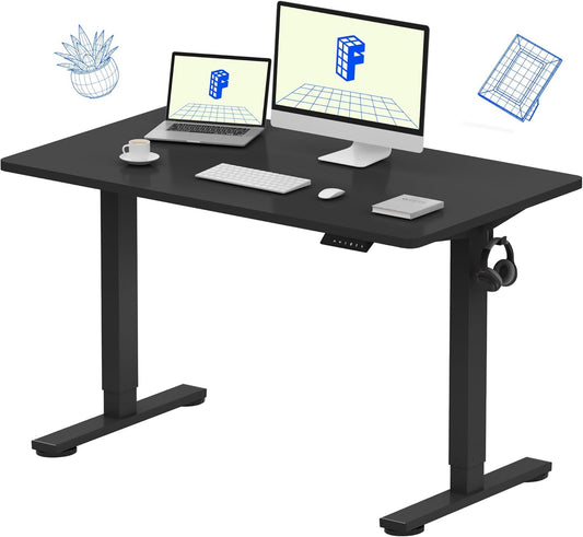 FLEXISPOT EN1 One-Piece Standing Desk, Electric Adjustable with 4 Memory Presets, 176 LBS Capacity, Stable & Quiet, Seamless Desktop for Home Office & Dual Monitors, 48"x24" Black